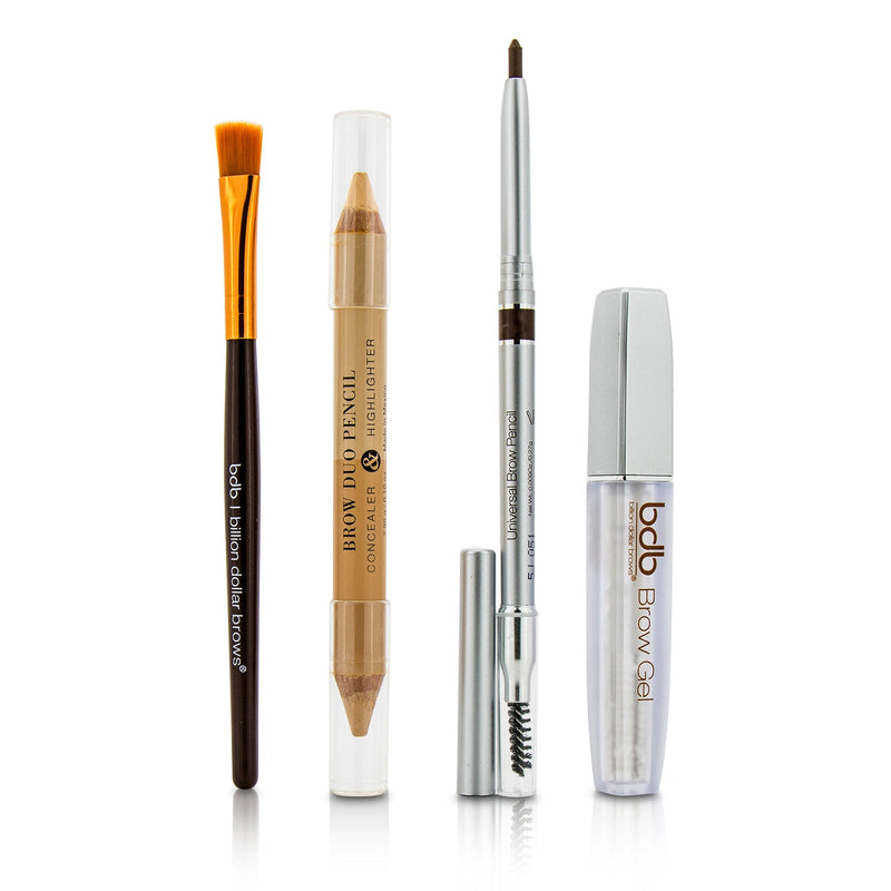 Billion Dollar Brows Best Sellers Kit: 1x Universal Brow Pencil 0.27g/0.009oz, 1x Brow Duo Pencil 2.98g/0.1oz, 1x Smudge Brush, 1x Brow Gel 3ml/0.1oz  4pcs