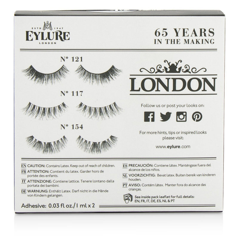 Eylure The London Edit False Lashes Multipack - # 121, # 117, # 154 (Adhesive Included)  3pairs