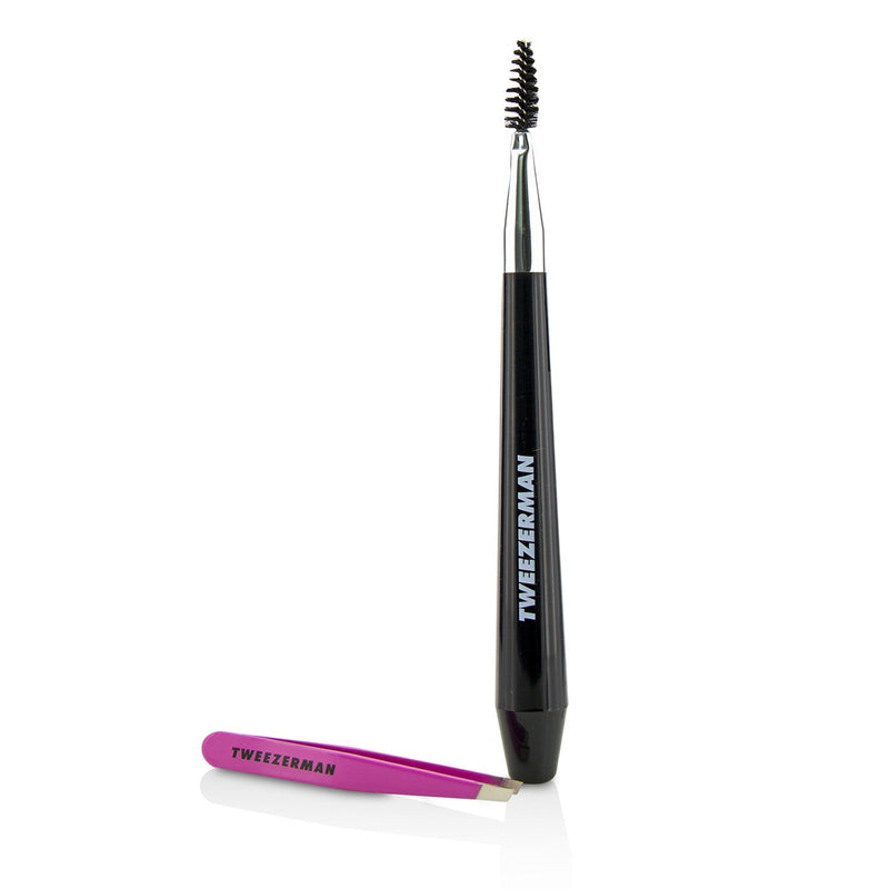 Tweezerman Hide Away Brow Brush With Mini Slant Tweezer