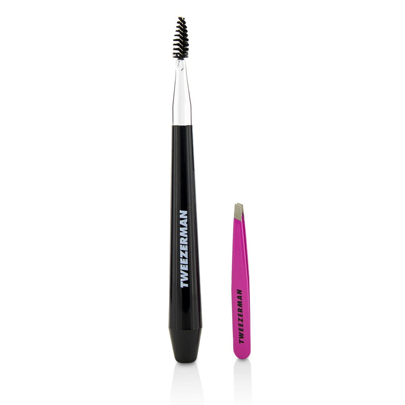 Tweezerman Hide Away Brow Brush With Mini Slant Tweezer