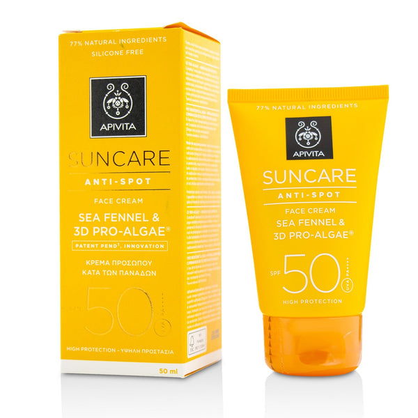 Apivita Suncare Anti-Spot Face Cream Sea Fennel & 3D Pro-Alage SPF 50 