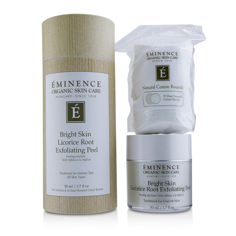 Eminence Bright Skin Licorice Root Exfoliating Peel (with 35 Dual-Textured Cotton Rounds) 