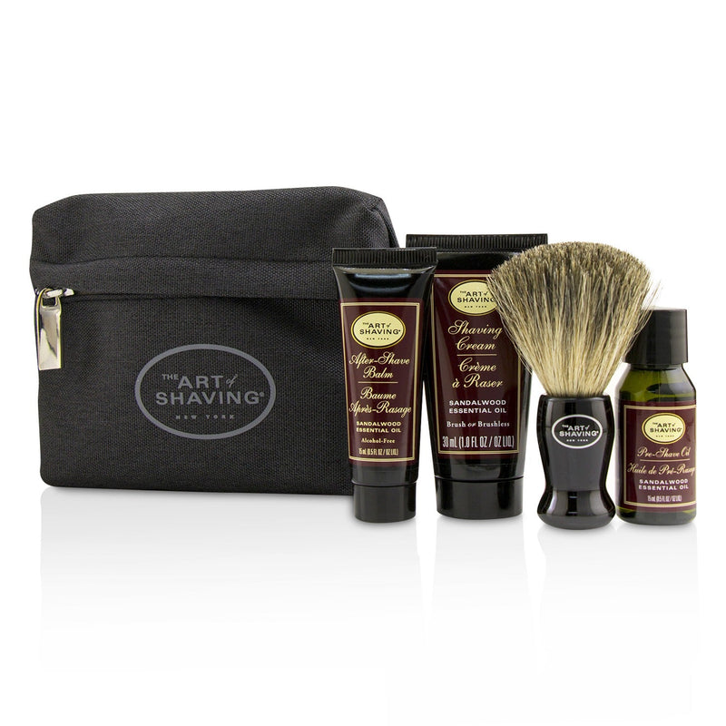 The Art Of Shaving Starter Kit - Sandalwood: Pre Shave Oil + Shaving Cream + After Shave Balm + Brush + Bag 