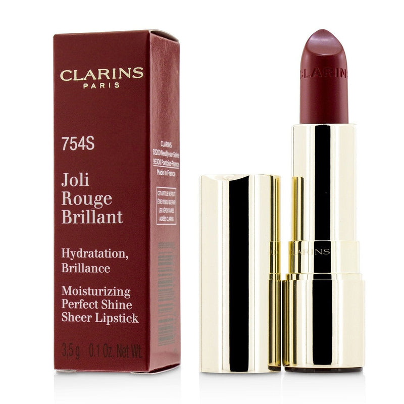 Clarins Joli Rouge Brillant (Moisturizing Perfect Shine Sheer Lipstick) - # 754S Deep Red  3.5g/0.1oz