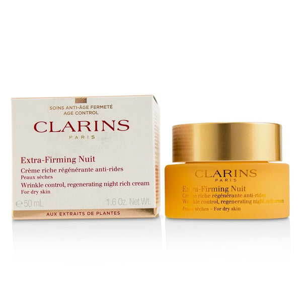 Clarins Extra-Firming Nuit Wrinkle Control, Regenerating Night Rich Cream - For Dry Skin 