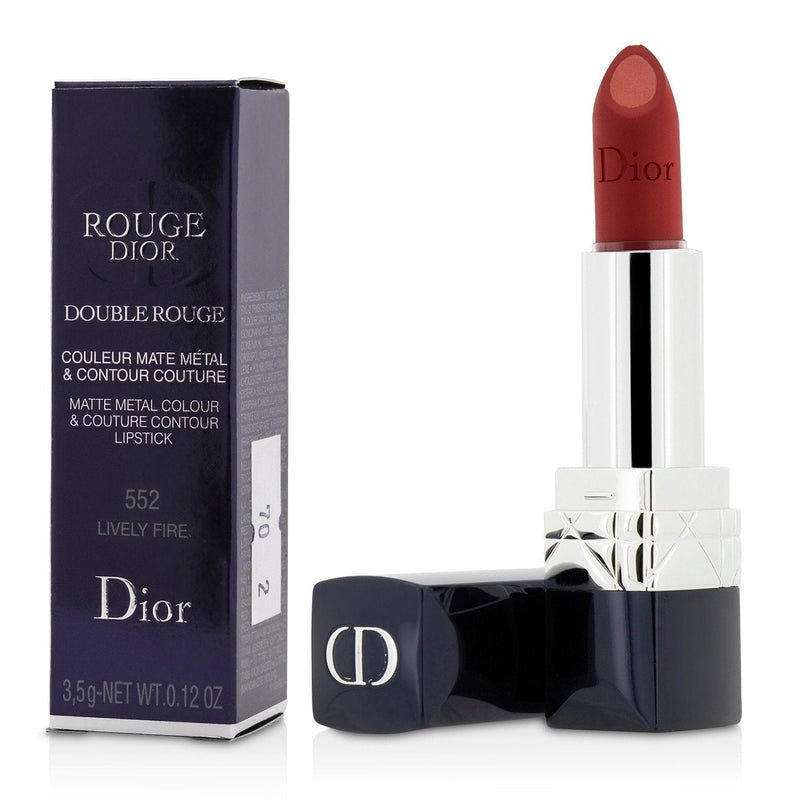 Christian Dior Rouge Dior Double Rouge Matte Metal Colour & Couture Contour Lipstick - # 552 Lively Fire 