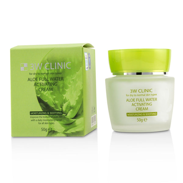 3W Clinic Aloe Full Water Activating Cream - For Dry to Normal Skin Types 