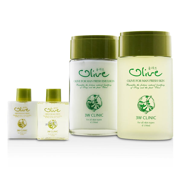 3W Clinic Olive For Man Set: 2x Fresh Skin, 2x Fresh Emulsion 