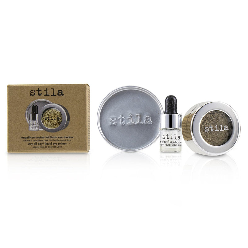 Stila Magnificent Metals Foil Finish Eye Shadow With Mini Stay All Day Liquid Eye Primer - Vintage Black Gold 