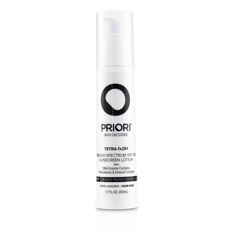 Priori TETRA fx251 Broad Spectrum SPF 45 Sunscreen Lotion - Color Guide  50ml/1.7oz