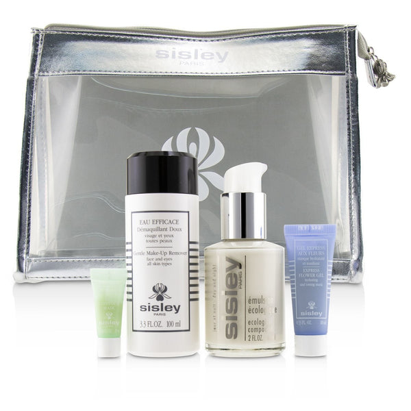 Sisley Week-End Must-Haves Set: Ecological Compound 60ml + Gentle Make-Up Remover 100ml + Express Flower Gel 10ml + Eye Contour Mask 