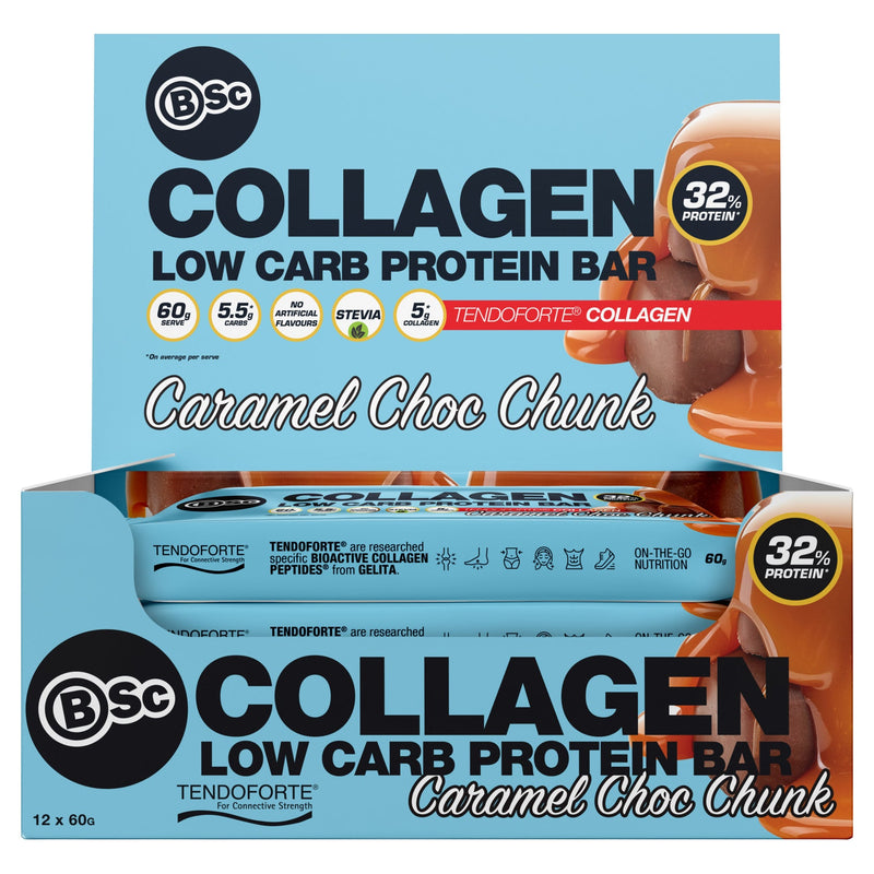 Body Science Collagen Protein Bar 60g - Caramel Choc Chunk 12 Box