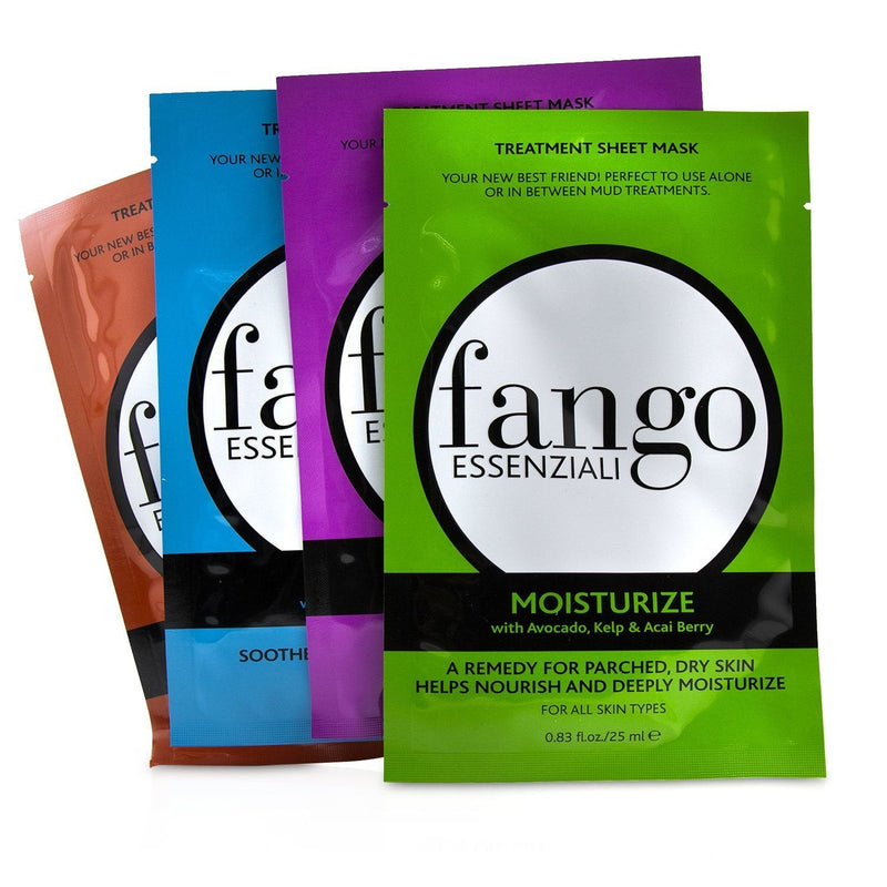 Borghese Fango Essenziali Treatment Sheet Mask Box Set (1x Moisturize Mask, 1x Purify Mask, 1x Calm Mask, 1x Energize Mask) 