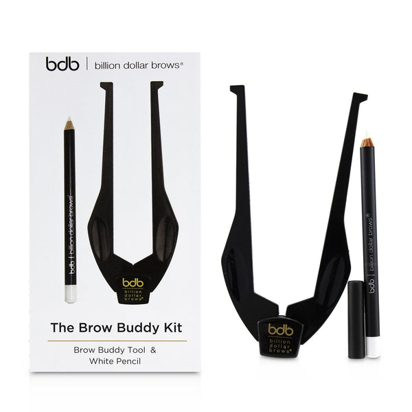 Billion Dollar Brows The Brow Buddy Kit - 1x Brow Buddy - Black, 1x White Pencil  2pcs