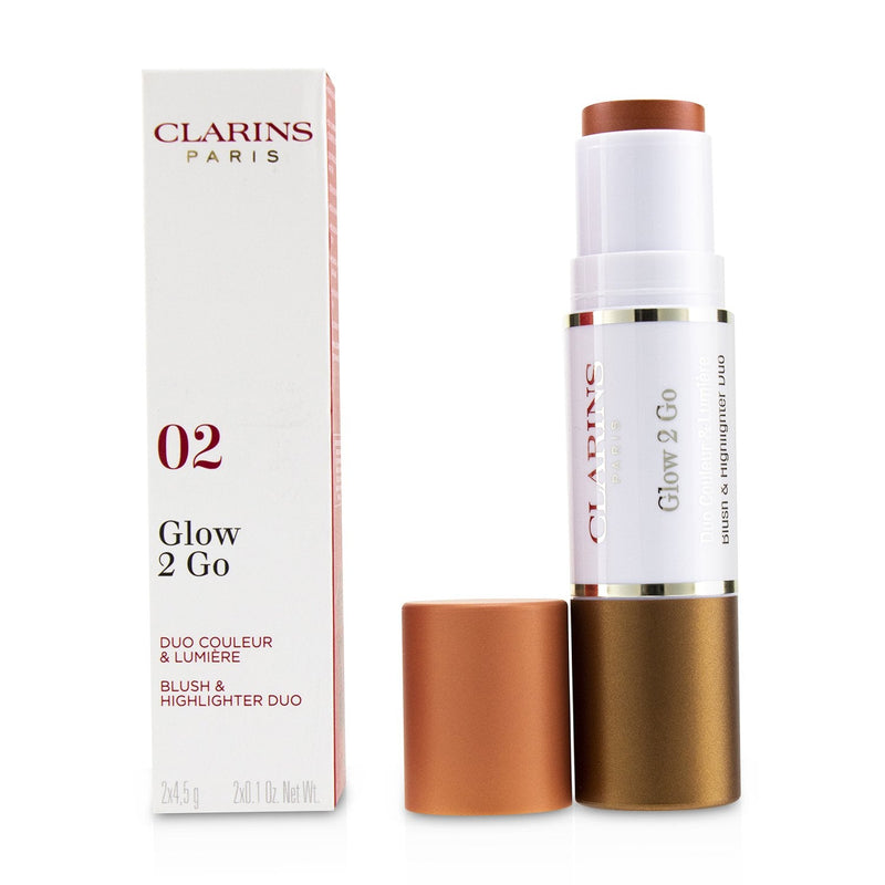 Clarins Glow 2 Go Blush & Highlighter Duo - # 02 Golden Peach 