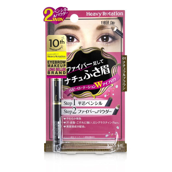 KISS ME Heavy Rotation Fit Fiber In Double Eyebrow Pencil - # 01 Natural Brown 