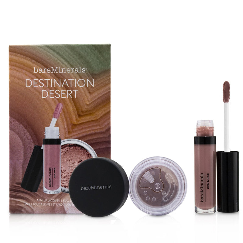 BareMinerals Destination Desert (1x Mini Lip Lacquer, 1x Blush)  2pcs