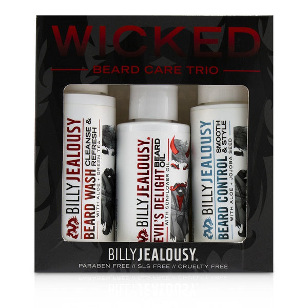 Billy Jealousy Wicked Beard Care Trio Set : 1x Beard Wash 60ml + 1x Beard Control 60ml + 1x Beard Oil 60ml  3pcs