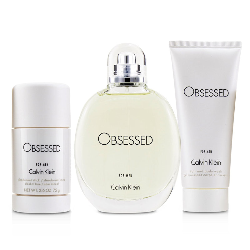 Calvin Klein Obsessed Coffret: Eau De Toilette Spray 125ml/4oz + Hair And Body Wash 100ml/3.4oz + Deodorant Stick 75ml/2.6oz 