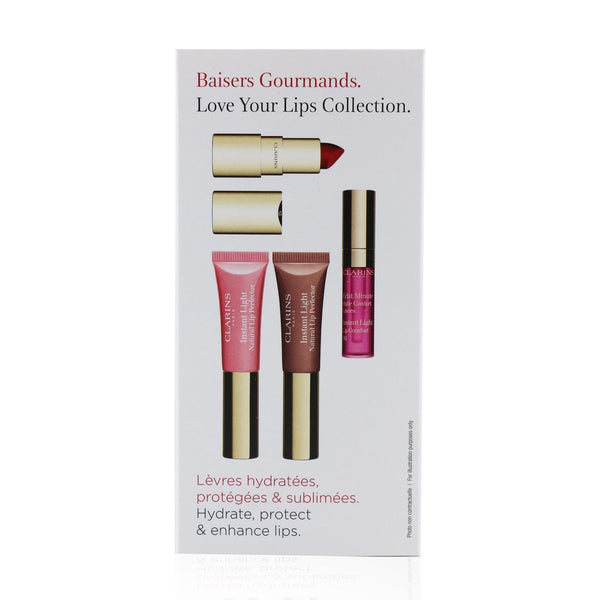 Clarins Love Your Lips Collection (2x Lip Perfector, 1x Lipstick, 1x Lip Comfort Oil)  4pcs