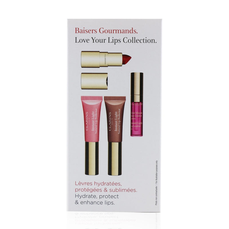 Clarins Love Your Lips Collection (2x Lip Perfector, 1x Lipstick, 1x Lip Comfort Oil)  4pcs