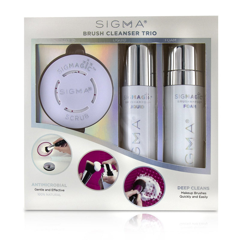 Sigma Beauty Brush Cleanser Trio (1x Sigmagic Scrub, 1x Brushampoo Liquid, 1x Brushampoo Foam)  3pcs