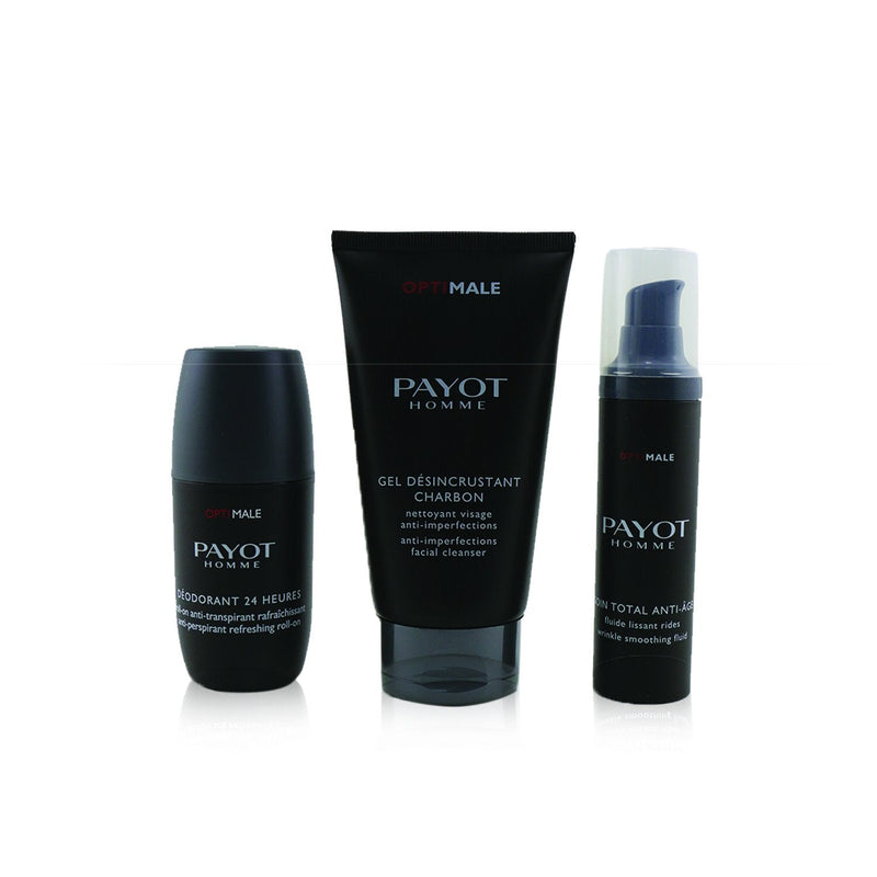 Payot Optimale Energising Ritual For Men Set : 1x Facial Cleanser 150ml + 1x Wrinkle Smoothing Fluid 50ml + 1x 24 Hrs Roll-On 75ml 