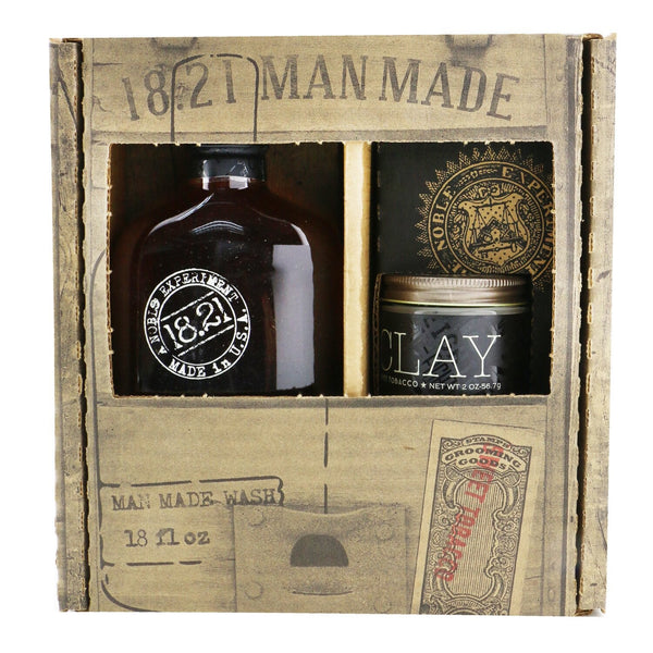 18.21 Man Made Man Made Wash & Clay Set - # Sweet Tobacco: 1x Shampoo, Conditioner & Body Wash 530ml + 1x Hair Clay 56.7g 