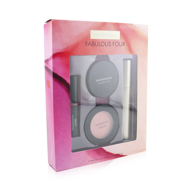 BareMinerals Fabulous Four Full Size Makeup Essentials Set (1x Mineral Veil Finishing Powder, 1x Blush, 1x Lipstick, 1x Mascara) 