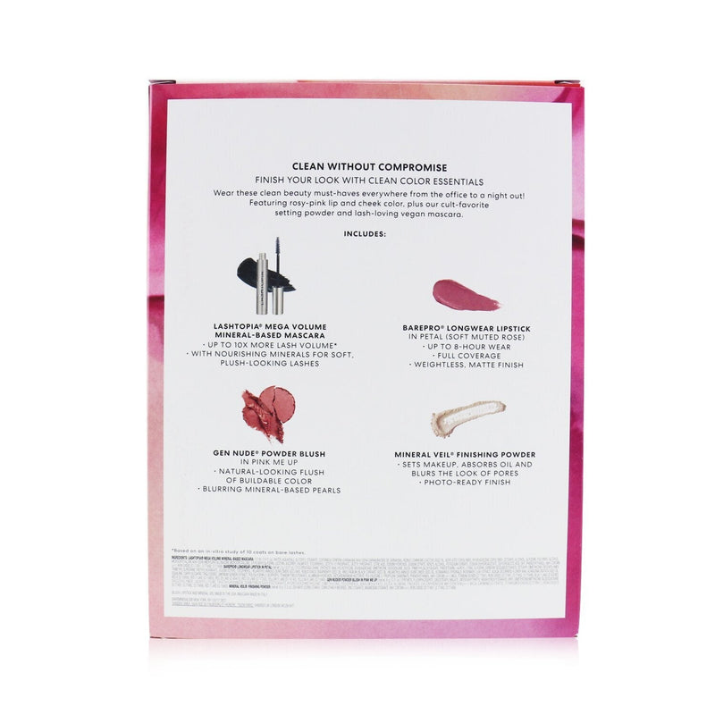 BareMinerals Fabulous Four Full Size Makeup Essentials Set (1x Mineral Veil Finishing Powder, 1x Blush, 1x Lipstick, 1x Mascara) 
