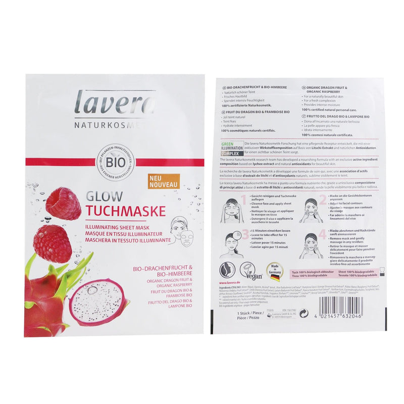 Lavera Sheet Mask - Illuminating (With Organic Dragon Fruit & Organic Raspberry) 