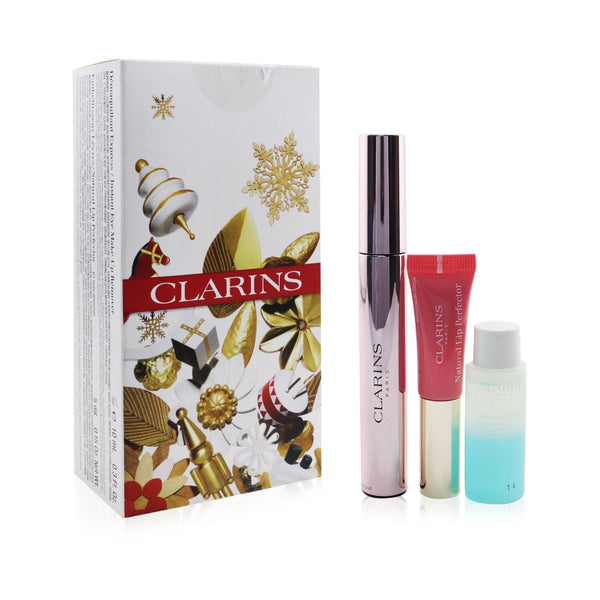 Clarins Wonder Perfect Mascara 4D Look Set: Mascara 8ml + Instant Eye Make Up Remover 10ml + Lip Protector 5ml  3pcs