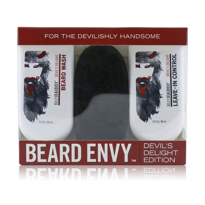 Billy Jealousy Devil's Delight Beard Envy Kit: 1x Beard Wash 88ml + 1x Leave-In Control 88ml + 1x Beard Brush (Box Slightly Damaged)  3pcs