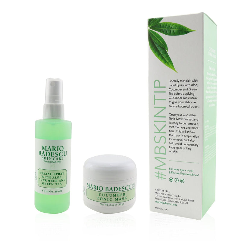 Mario Badescu Cucumber Mask & Mist Duo Set: Facial Spray With Aloe, Cucumber And Green Tea 4oz + Cucumber Tonic Mask 2oz 