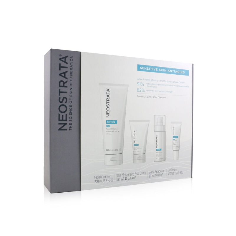 Neostrata Sensitive Skin Antiaging Kit: Restore Cleanser, Restore Face Cream, Restore Face Serum, Restore Eye Cream 