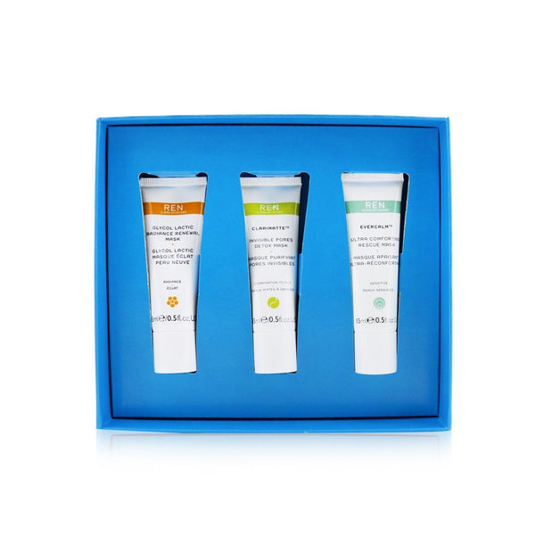 Ren Face Mask Trio Set: Glycol Lactic Mask 15ml + Evercalm Mask 15ml + Clarimatte Mask 15ml  3x15ml/0.5oz