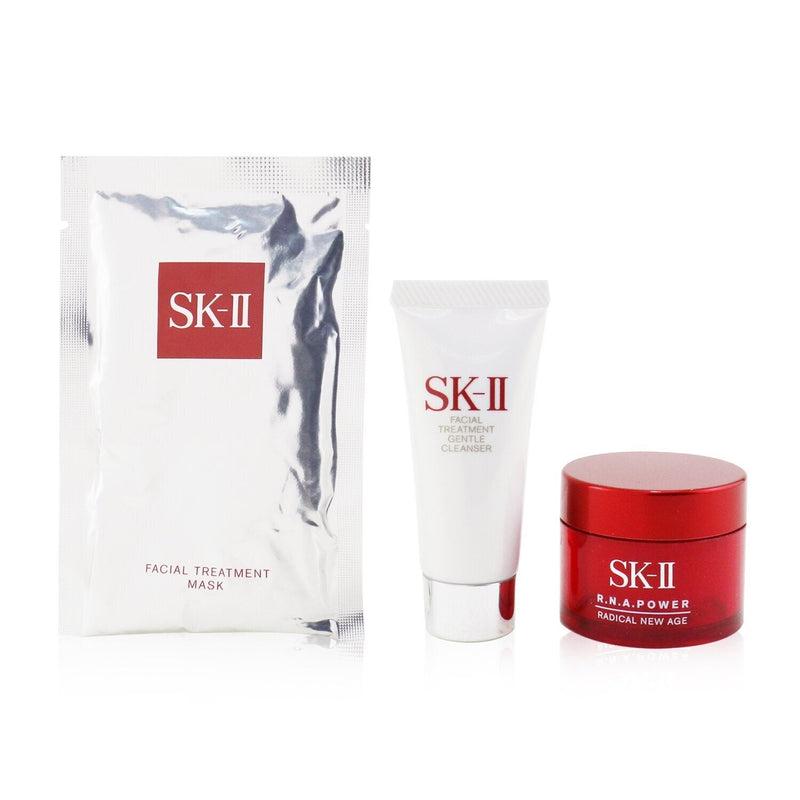 SK II SK II 3-Pieces Travel Set: Treatment Gentle Cleanser 20g + R.N.A. Power Radical New Age Cream 15g + Face Treatment Mask 1pc  3pcs