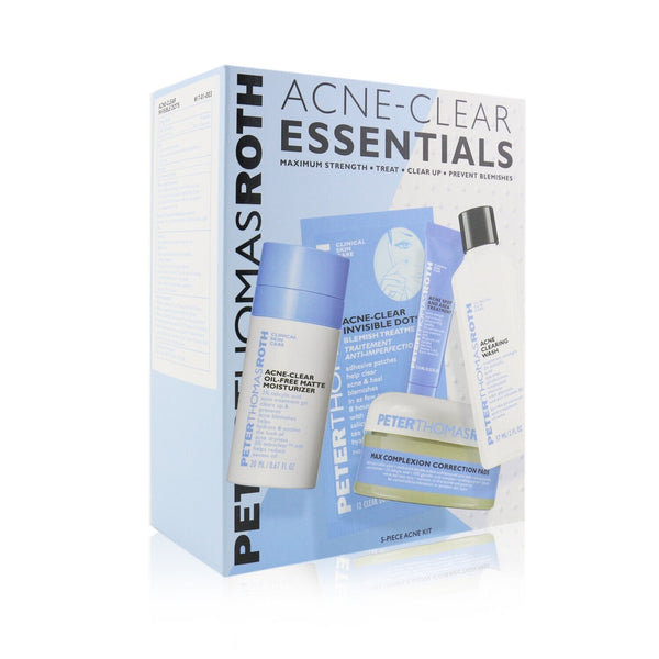 Peter Thomas Roth Acne-Clear Essentials 5-Piece Acne Kit: Wash 57ml+Correction Pads 20 pcs+Moisturizer 20ml+Treatment 7.5ml+Clear Dots 12 dots  5pcs