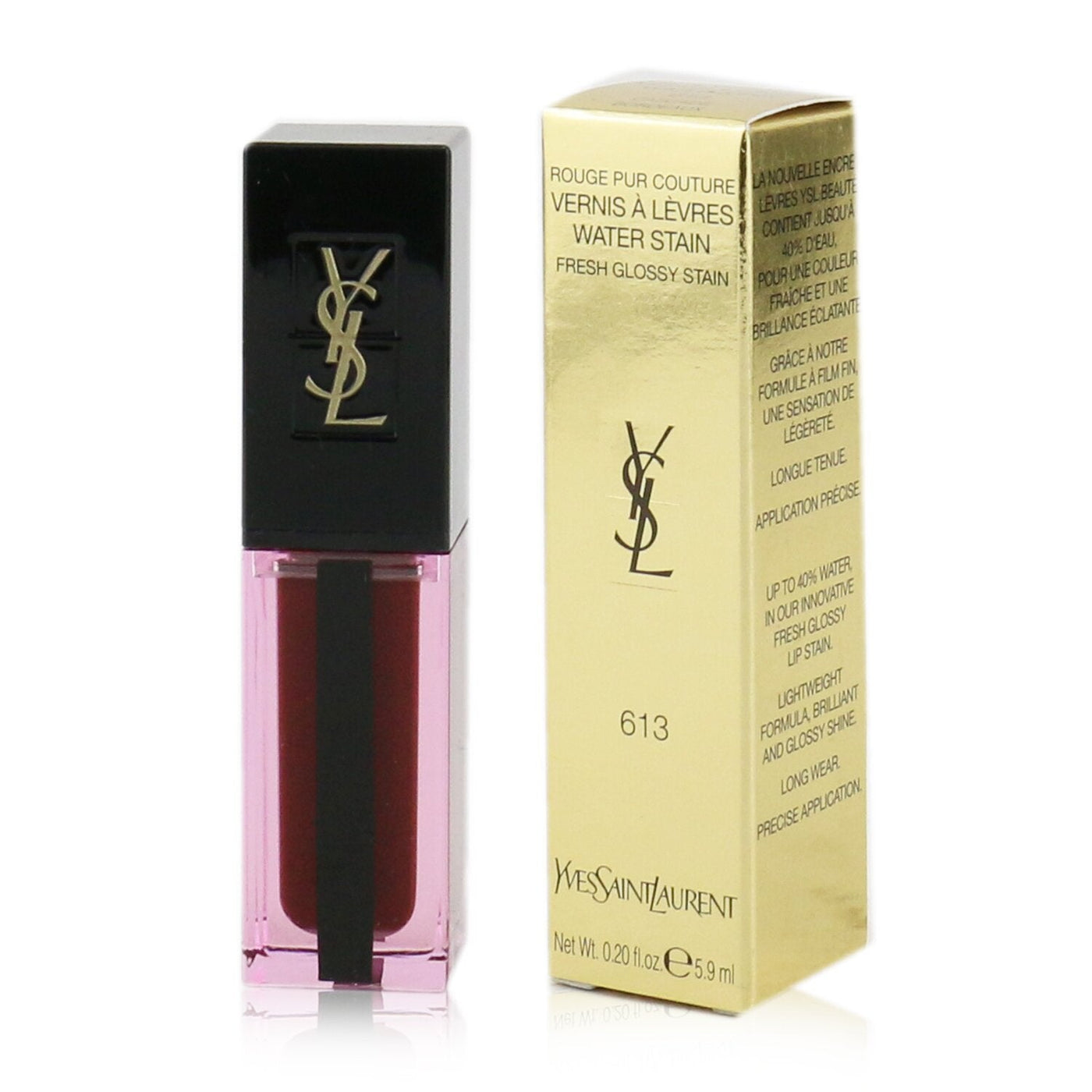 Yves Saint Laurent Rouge Pur Couture Vernis A Levres Water Stain 613 Cascade Bordeaux Fresh Beauty Co. New Zealand