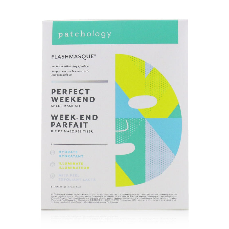 Patchology FlashMasque 5 Minute Sheet Mask - Perfect Weekend Sheet Mask Kit: (Hydrate, Illuminate, Milk Peel)  3pcs