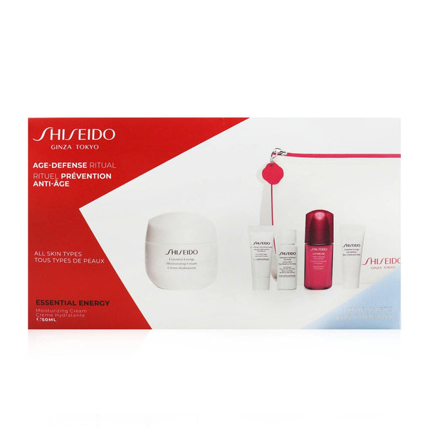 Shiseido Age Defense Ritual Essential Energy Set (For All Skin Types): Moisturizing Cream 50ml + Cleansing Foam 5ml + Softener Enriched 7ml + Ultimune Concentrate 10ml + Eye Definer 5ml 