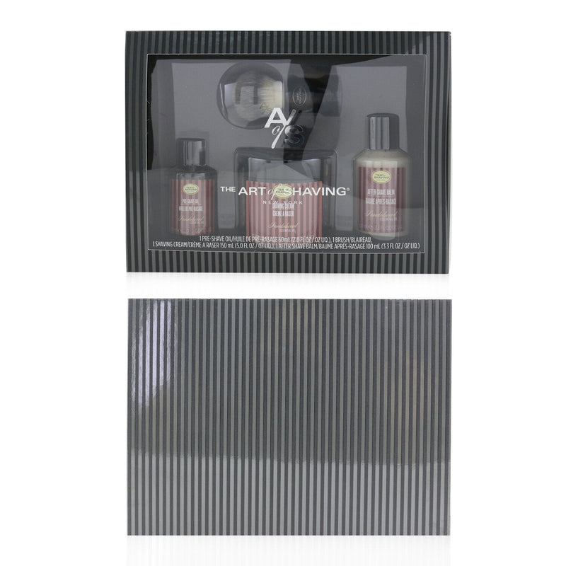 The Art Of Shaving 4 Elements Shaving Full Size Kit - Sandalwood: Pre-Shave Oil 60ml + Shaving Cream 150ml + After-Shave Balm 100ml + Genuine Badger Brush  4pcs