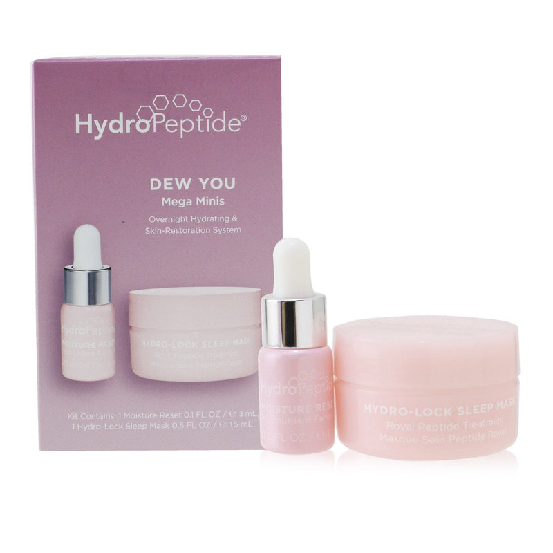 HydroPeptide Dew You Mega Minis Kit: Moisture Reset Phytonutrient Facial Oil 0.1 oz + Hydro-Lock Sleep Mask 0.5oz 