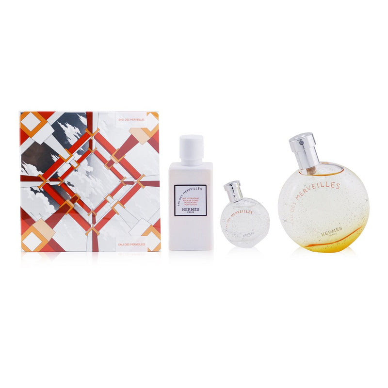 Hermes Eau Des Merveilles Coffret: Eau DeToilette Spray 50ml + Eau De Toilette 7.5ml + Body Lotion 40ml 