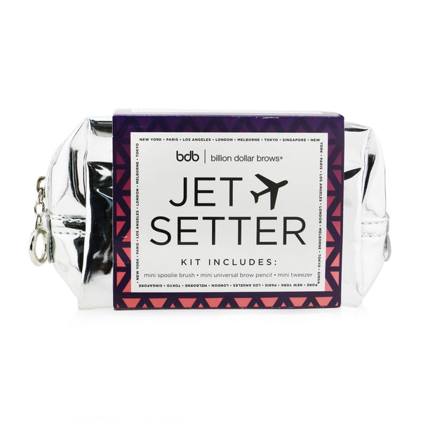 Billion Dollar Brows Jet Setter Kit (Mini Universal Brow Pencil + Mini Tweezer + Mini Spoolie Brush + Travel Bag)  3pcs+1bag