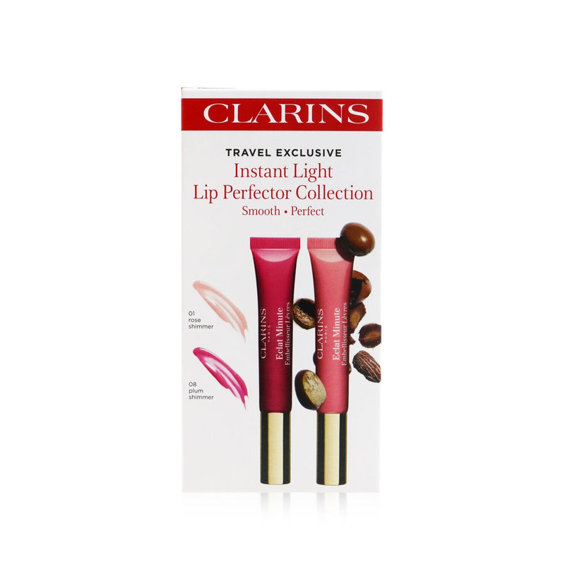 Clarins Instant Light Lip Perfector Collection - #01 Rose Shimmer + #08 Plum Shimmer 