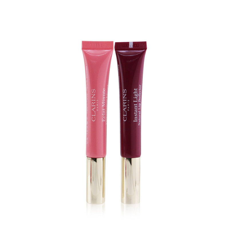 Clarins Instant Light Lip Perfector Collection - #01 Rose Shimmer + #08 Plum Shimmer 