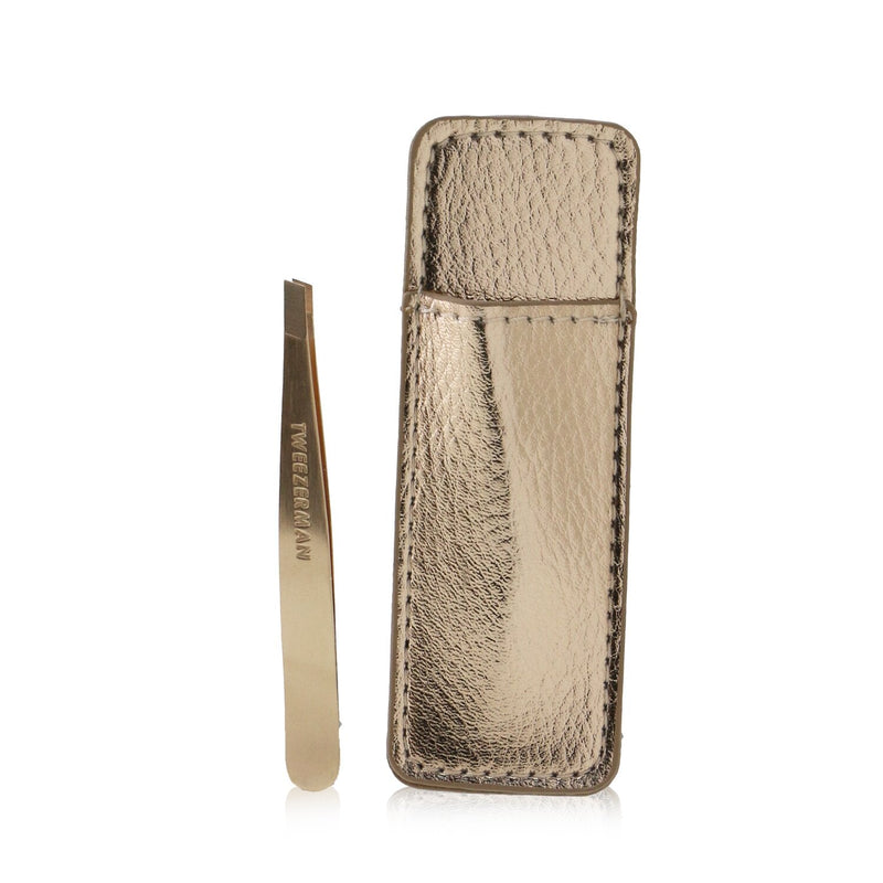 Tweezerman Mini Slant Tweezer With Case - Rose Gold (Studio Collection) 