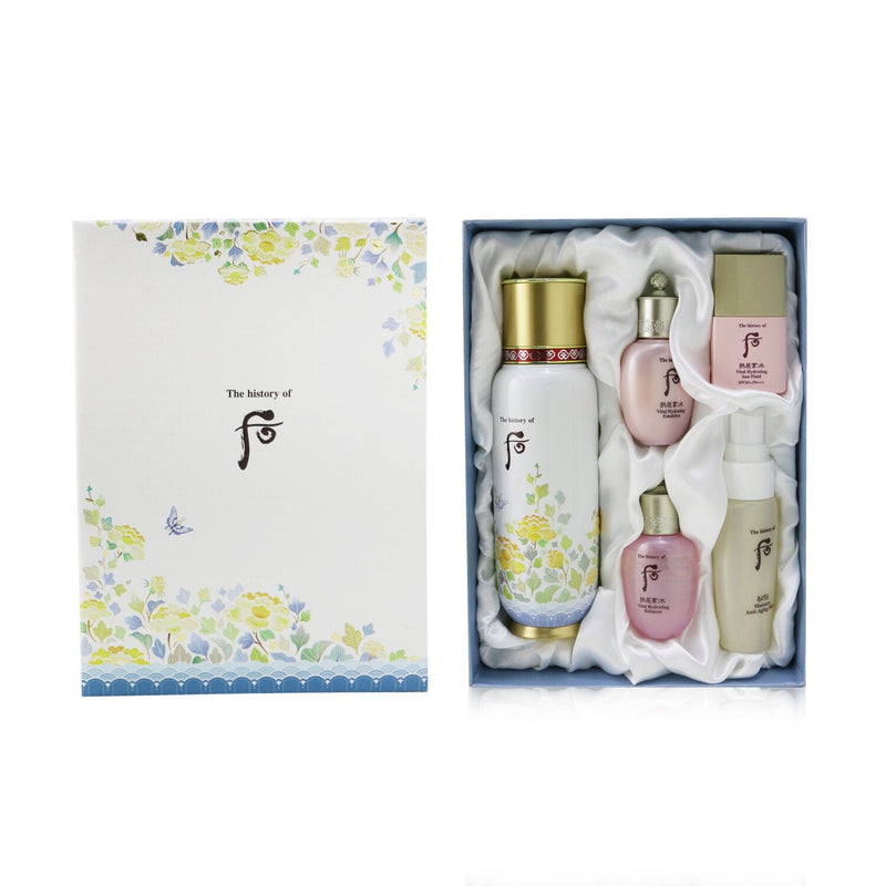 Whoo (The History Of Whoo) Bichup First Moisture Anti-Aging Essence Special Set: Essence 130ml + Mist 30ml + Balancer 20ml + Emulsion 20ml + Sun Fluid SPF50+ 13ml 