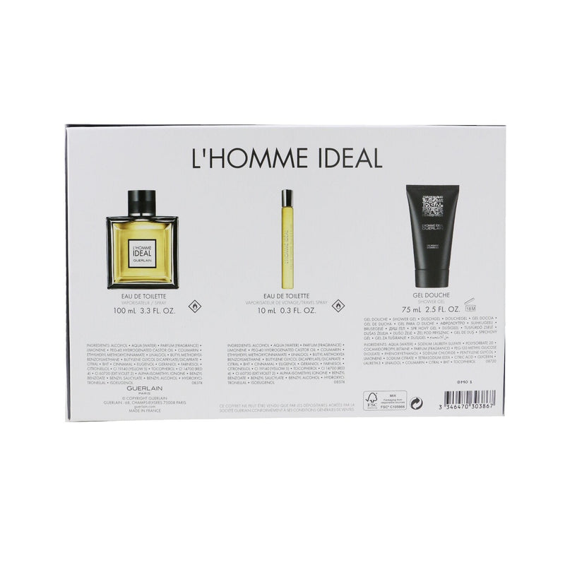 Guerlain L'Homme Ideal Coffret: Eau De Toilette Spray 100ml/3.3oz + Eau De Toilette Spray 10ml/0.3oz + Shower Gel 75ml/2.5oz 